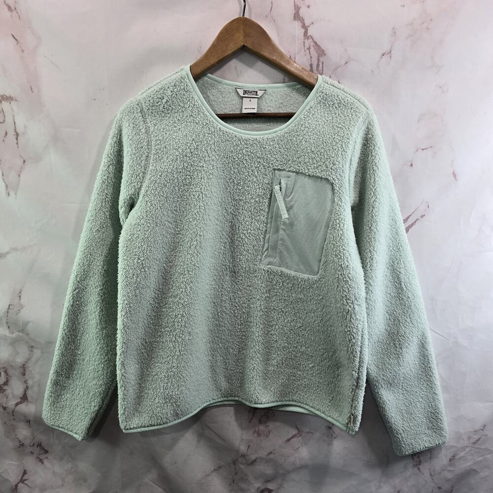 Duluth Sweater Womens Small Blue Softmore Fleece Crew Neck Pullover Pocket